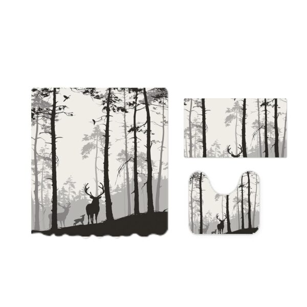 Stylish Forest Twilight Shower Curtain & Non-Slip Bathroom Mat Set - Image 2