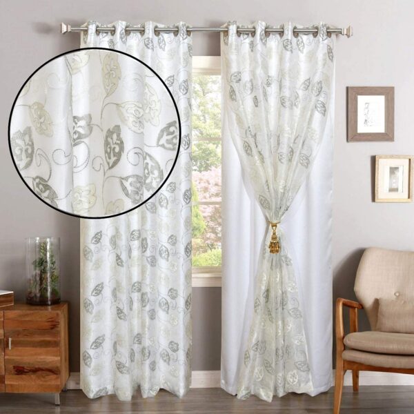 Dashing Fabrics 2-in-1 Polyester Blackout Curtains with Elegant Embroidery Design - Image 2