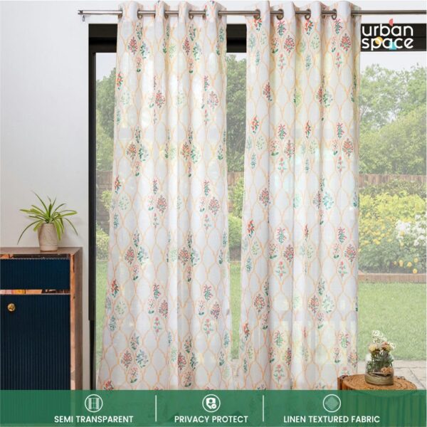 Urban Space Floral Symphony Sheer Linen Curtains for Light Filtering Elegance - Image 3