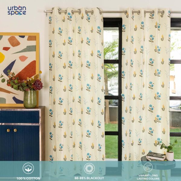 Urban Space 100% Cotton Room Darkening Curtains Set of 2 for Home - Image 3