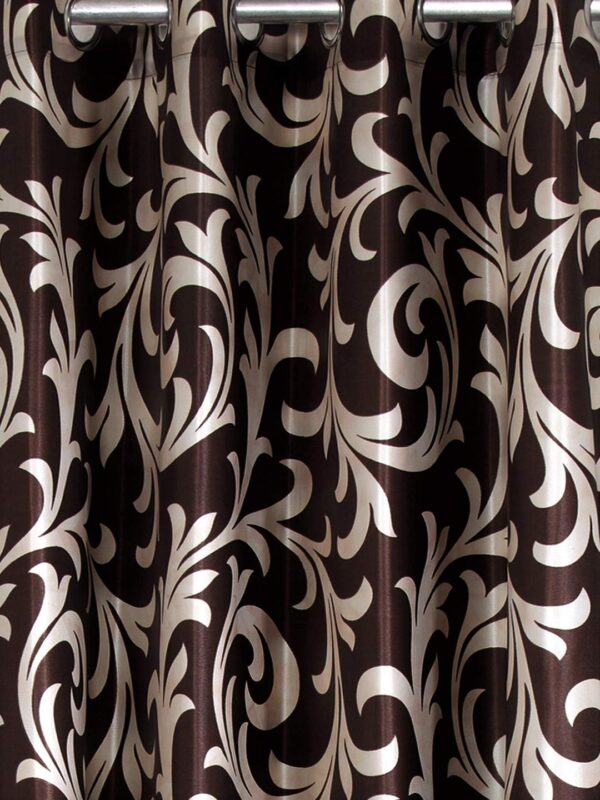 Stylish Brown Polyester Eyelet Curtains - Modern 2 Piece Set for Home Decor - Image 2