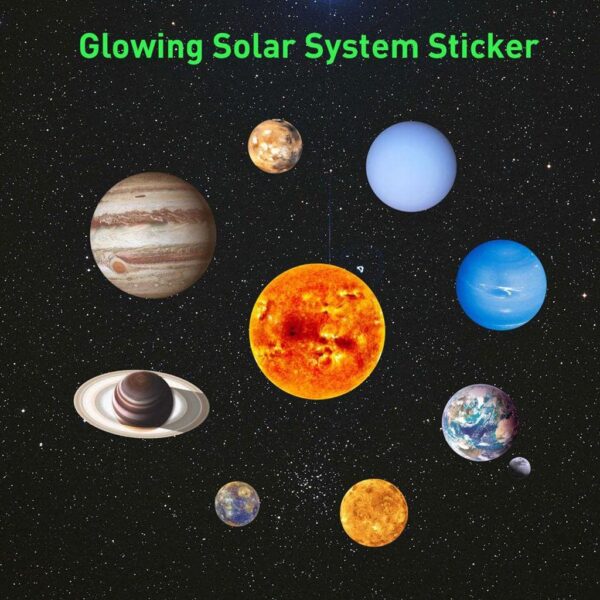 Glow in the Dark Planet Wall Stickers - 9pcs Cosmic Decor for Kids - Image 8
