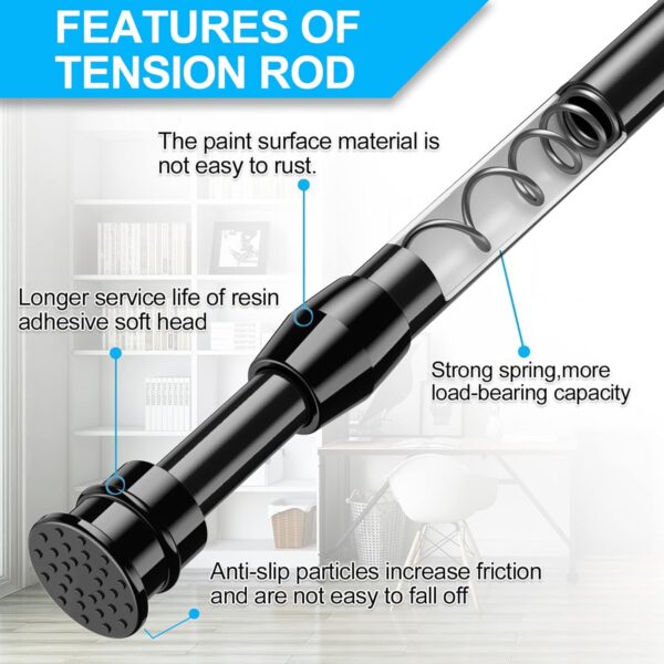 Adjustable Black Tension Rods 18 to 28 Inches for Stylish Curtains - Image 6