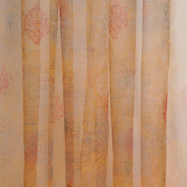 ZEBA World Transparent Sheer Curtain: Stylish Door and Room Decor in Yellow Orange - Image 3