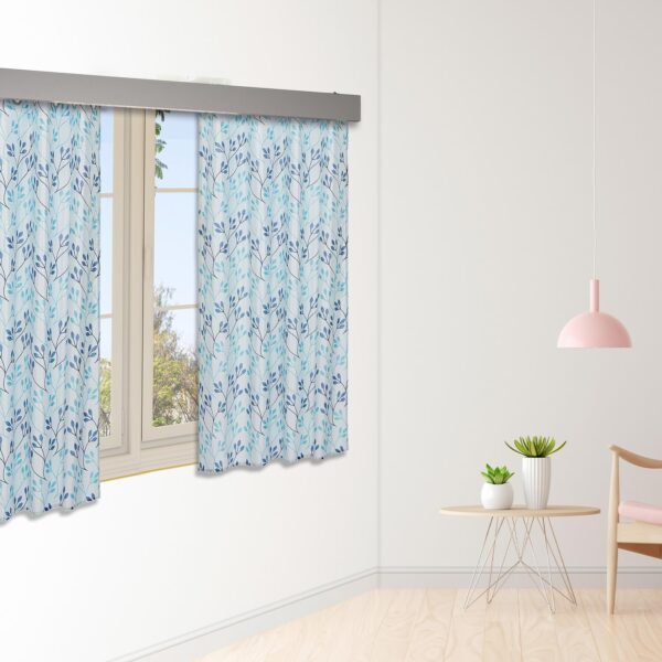 Solimo Leaf Print Polyester Curtains - Light-Filtering, 5 Feet, Pack of 2 - Image 3