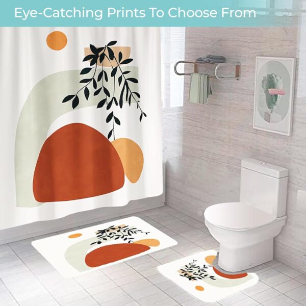 Stylish 3-Piece Shower Curtain and Anti-Skid Bath Mat Set for Bathrooms - Image 5