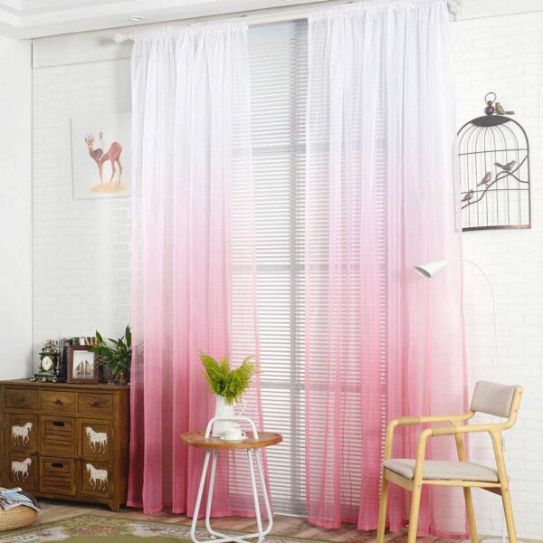 Ombre Sheer Curtains for Living Room: Breathable Gradient Decor in Light Blue - Image 4