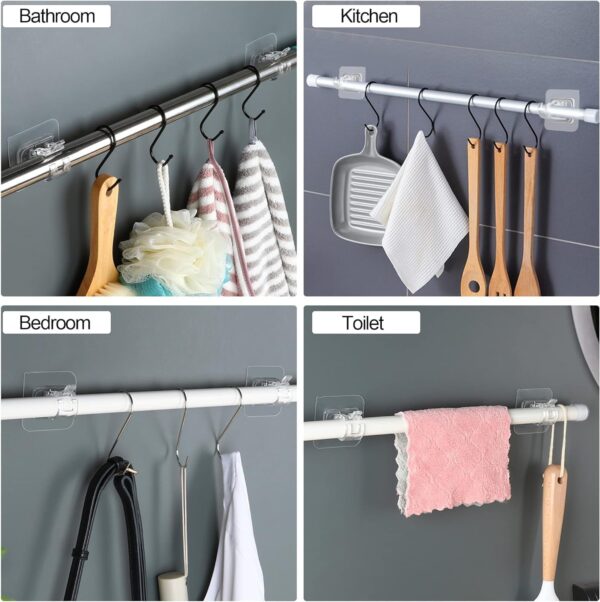 No Drill Curtain Rod Brackets: Easy Self-Adhesive Adjustable Hooks for Your Home - Image 6