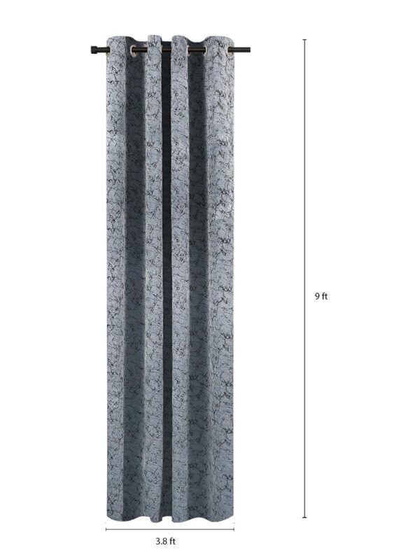 Solimo Velvet Copper Printed Long Door Curtains - Grey, 9 Feet, Pack of 2 - Image 3