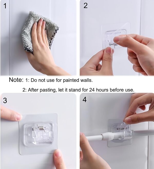 Plastic Self-Adhesive Curtain Rod Holders: Lightweight, Universal Support for Curtains - Image 2