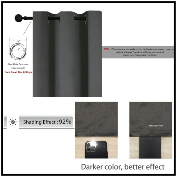 Room Darkening Blackout Curtains Set of 2 - Thermal Insulated Heavy Drapes - Image 4