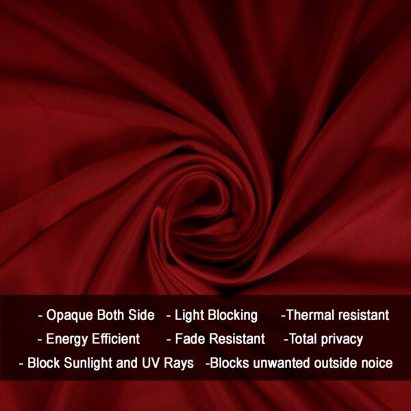 Room Darkening Blackout Curtains 9 Feet Long, Thermal Insulated Maroon Panels - Image 4