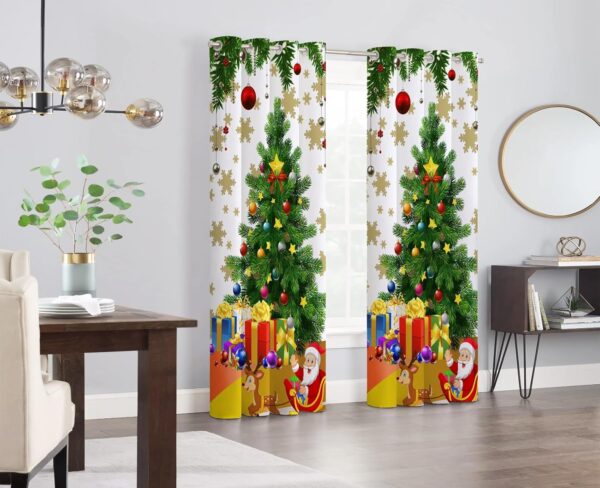 Multicolor Long Crush Curtains for Christmas - 8 ft Eyelet Set of 2 - Image 2