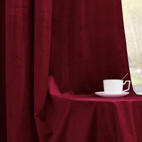 Umi Room Darkening Velvet Curtains - Elegant Wine Color for Any Room - Image 3