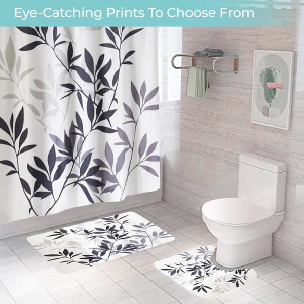 Stylish 3pc Shower Curtain and Non-Slip Bathroom Mat Set for Comfort - Image 5