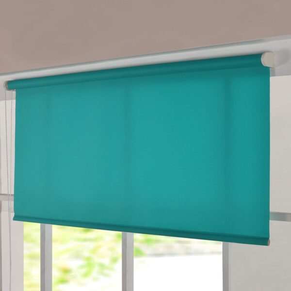 Turquoise Semi-Blackout Roller Blinds for Light Filtering and UV Protection - Image 4