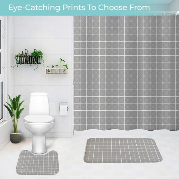 Stylish 3-Piece Shower Curtain and Non-Slip Bathroom Mat Set - Image 5