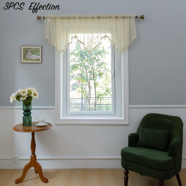 Beaded Sheer Valance Curtains for Farmhouse Living Room and Bedroom Decor - Image 7