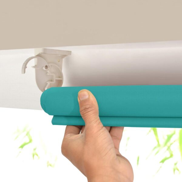 Turquoise Semi-Blackout Roller Blinds for Light Filtering and UV Protection - Image 6