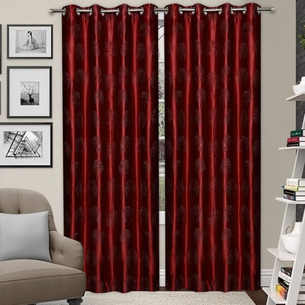 Stylish Maroon Thermal Insulated Curtains for Bedroom and Living Room - Image 2