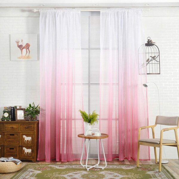 Ombre Sheer Curtains for Living Room: Breathable Gradient Decor in Light Blue - Image 7
