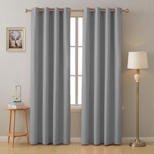 Heavy Polyester Blackout Curtains - 4-Layered Thermal Insulated Door Drapes Set - Image 2