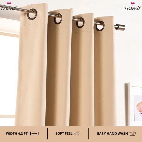 Tramb Solid Brown Blackout Curtains for Total Privacy and Noise Reduction - Image 2