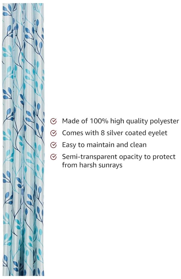 Stylish Solimo Polyester Leaf Print Door Curtains - Light-Filtering Pack of 2 - Image 2