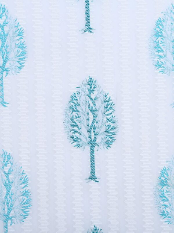 Premium Aqua Tree Design Eyelet Curtains - Set of 2 Lightweight Door Panels - Image 5