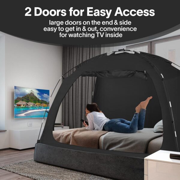 EighteenTek Bed Tent: Indoor Privacy Space with Breathable Light-Reducing Curtains - Image 3