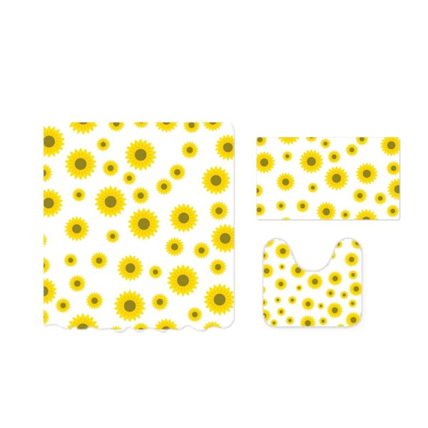 Stylish Sunflower Shower Curtain & Non-Slip Mat Set for Your Bathroom - Image 2