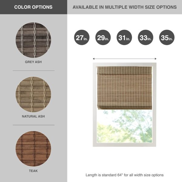 Bamboo Cordless Roman Shades: Elegant Light Filtering Window Treatment for Any Room - Image 5