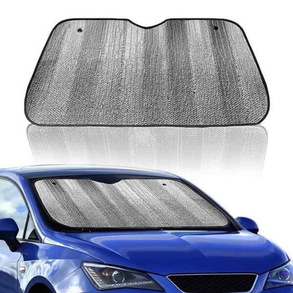 Foldable Silver Foil Sunshade for Ultimate UV Protection and Vehicle Cooling - Image 2