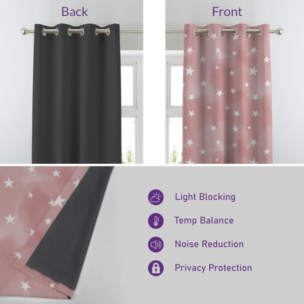 Starry Dreams Peach Pink Blackout Curtains - 95% Light Blocking Set of 2 - Image 3