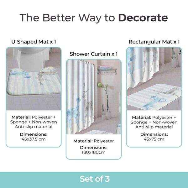 Better Home Shower Curtain & Mat Set: Stylish, Non-Slip, Mold Resistant Decor - Image 4