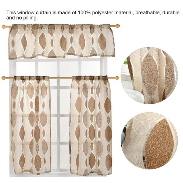 Light Brown Cafe Curtains Set for Kitchen and Living Room Sun Protection - Image 3