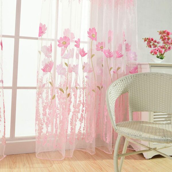 Floral Sheer Window Curtain Set for Bedroom and Living Room Decor - Image 7