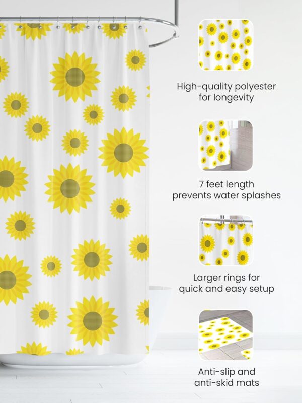 Stylish Polyester Shower Curtain and Mat Set for a Cozy Bathroom Upgrade - Image 2