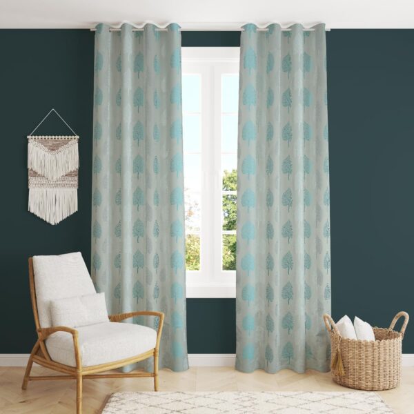 Elegant Aqua Betel Leaf Curtains for Home | 8 Feet Semi Blackout Design - Image 8