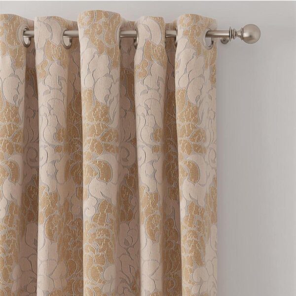 Elegant GM Jacquard Woven Beige Room Darkening Grommet Curtains for Any Space - Image 2