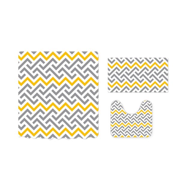 Mellow Waves Bathroom Set: Non-Slip Shower Curtain & Mat for Comfort - Image 2