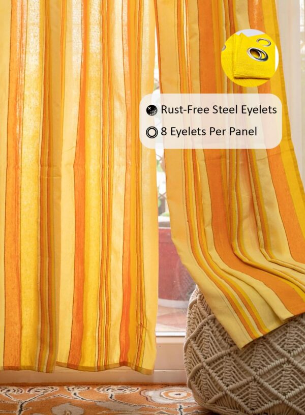 Stylish RANGBHAR Cotton Semi Sheer Curtains for Doors - Set of 2 - Image 3