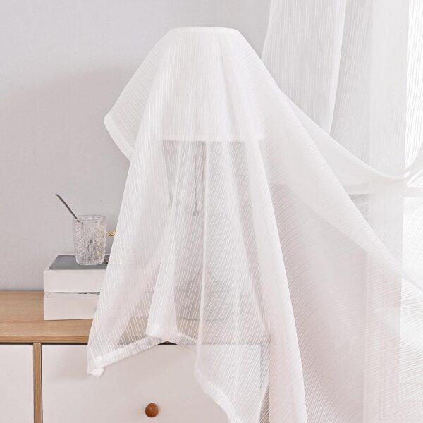 Elegant White Sheer Voile Curtains for Hotel Balconies - 140cmx260cm - Image 9