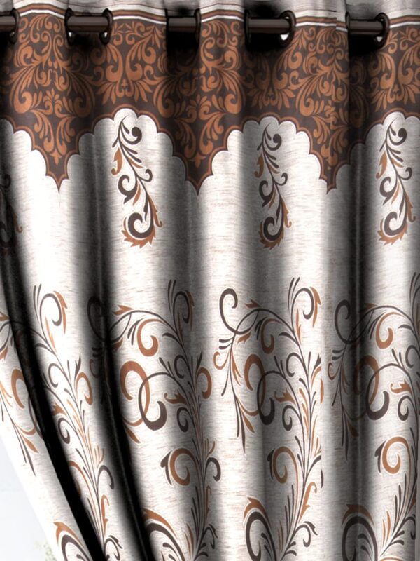 Elegant Brown 9 Feet Polyester Eyelet Curtains for Classic Home Decor - Image 2