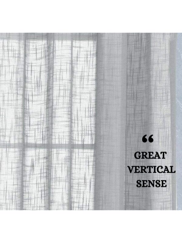 Elegant Grey Faux Linen Sheer Curtains for Stylish Window Drapery - Image 2