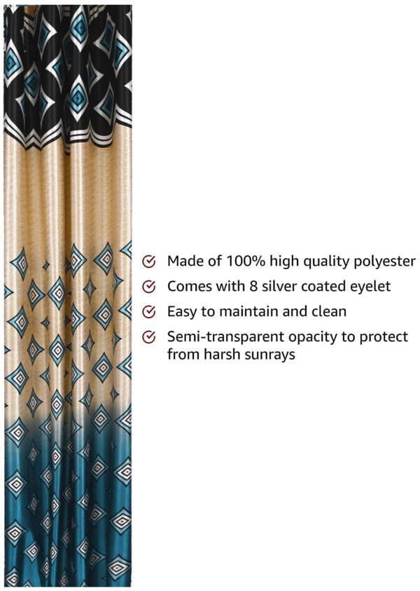 Elegant Solimo Gold Polyester Long Door Curtains - 9 Feet, Pack of 2 - Image 2