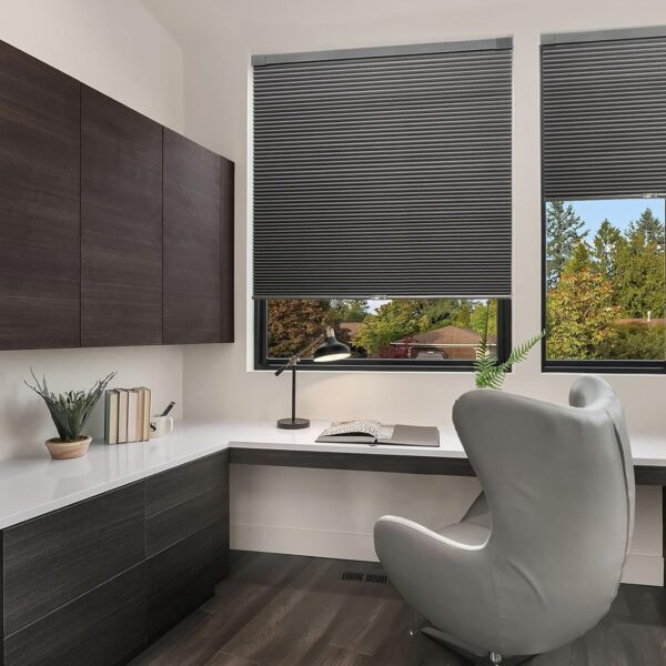 Cordless Cellular Shades: Midnight Black Blackout Blinds for 33" W x 64" H Windows - Image 5