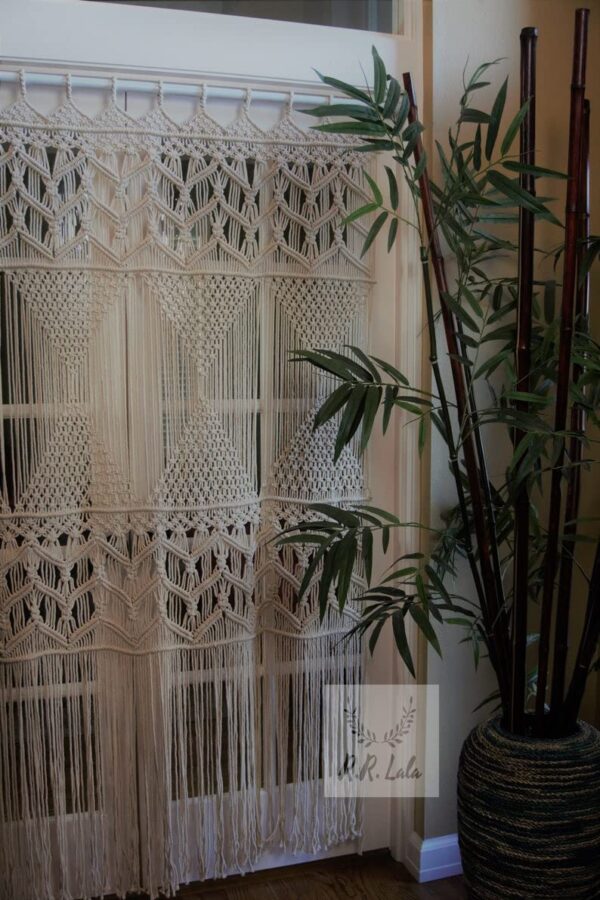 Macrame Valance Window Treatments: Boho Curtain Panels for Elegant Home Decor - Image 3