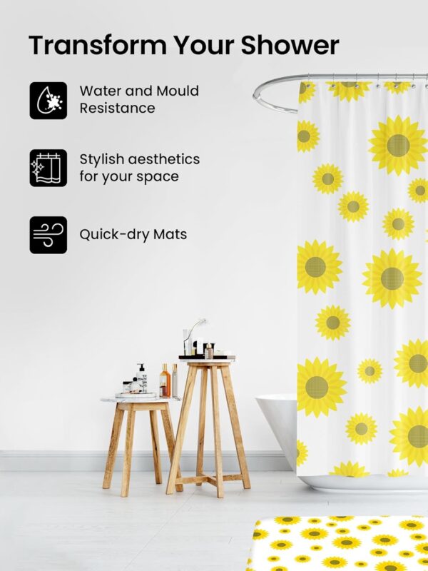 Stylish Polyester Shower Curtain and Mat Set for a Cozy Bathroom Upgrade - Image 3