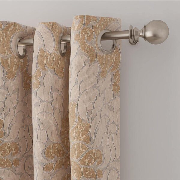 Elegant GM Jacquard Woven Beige Room Darkening Grommet Curtains for Any Space - Image 3